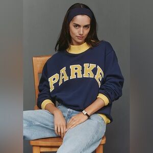 NWT Navy and Yellow 'PARKE' Sweatshirt XXL mock-neck Varsity Collection SOLD OUT